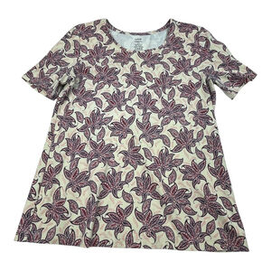 George Classics Shirt Womens Small Floral Print Short Sleeve Casual Top Blouse